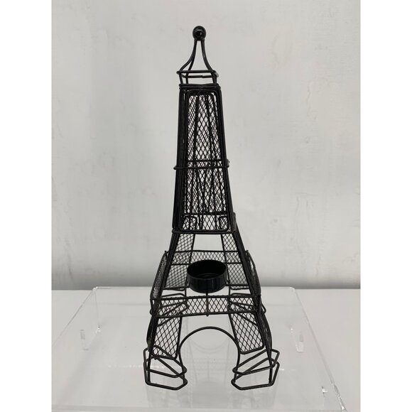 Black Metal Eiffel Tower Tea Light Candle Holder Decorative Accent - Picture 4 of 6